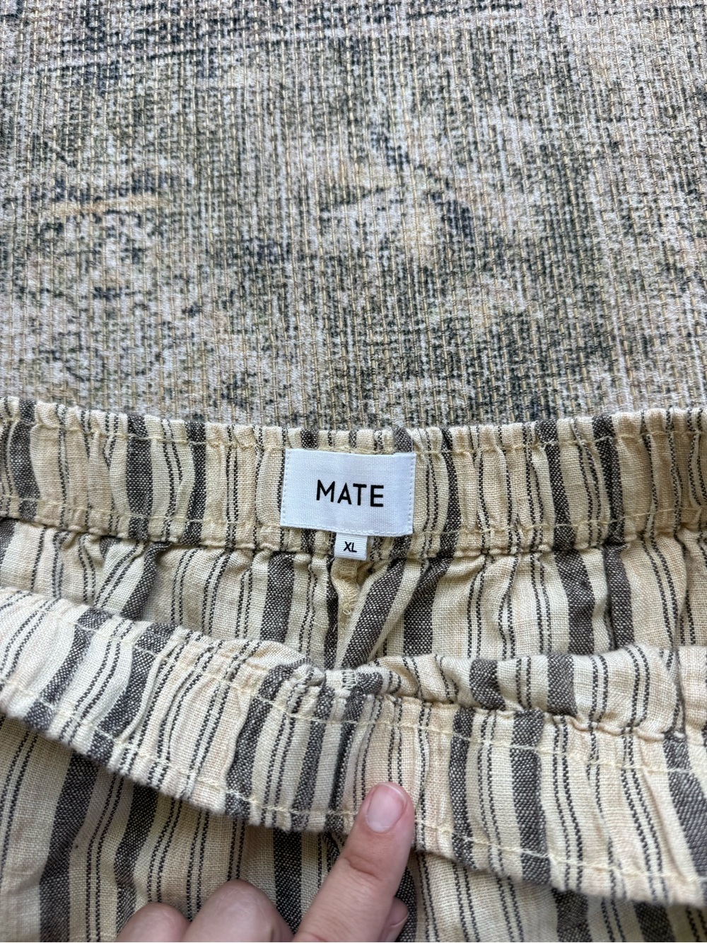 NWT MATE The Label 100% Organic Linen Shorts Pull On Striped Coastal Size XL - Picture 3 of 8